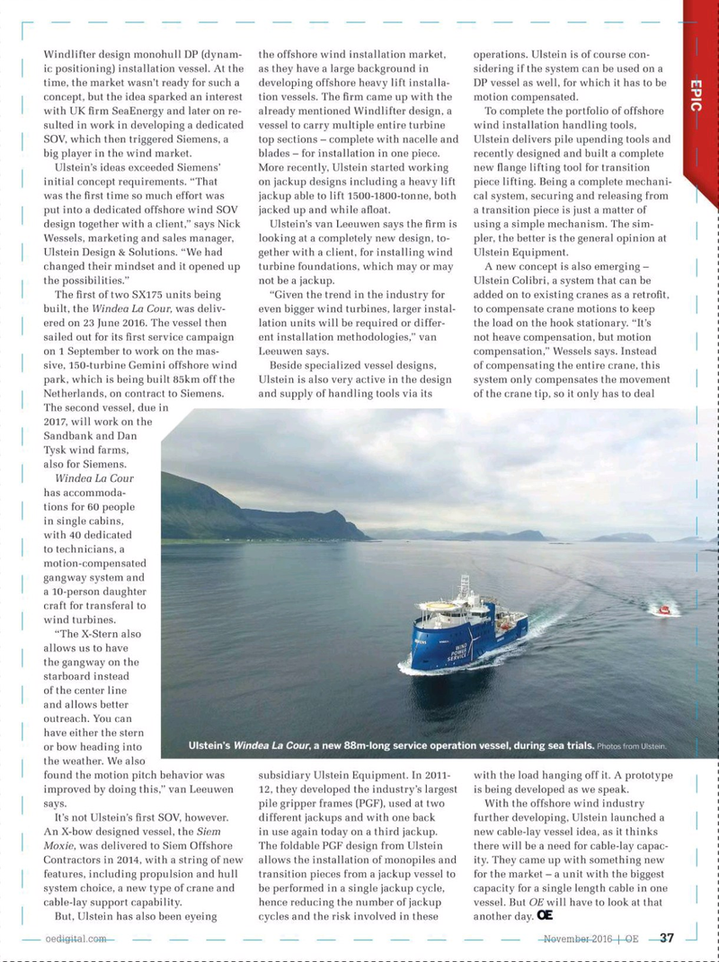 Offshore Engineer Magazine, page 35,  Nov 2016