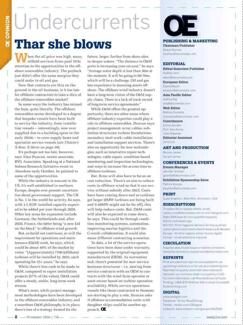 Offshore Engineer Magazine, page 6,  Nov 2016