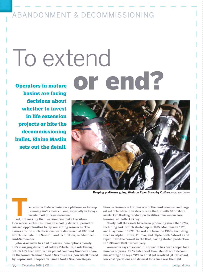 Offshore Engineer Magazine, page 28,  Dec 2016