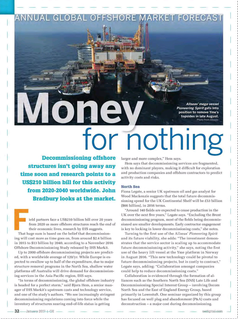 Offshore Engineer Magazine, page 30,  Jan 2017