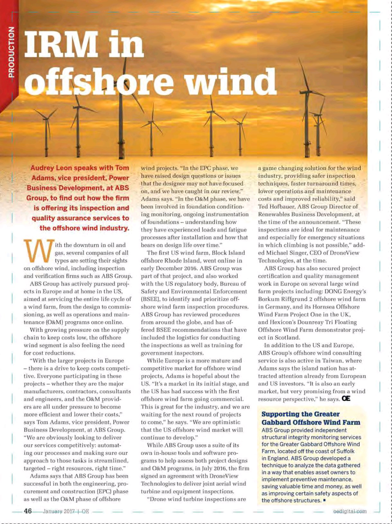 Offshore Engineer Magazine, page 44,  Jan 2017