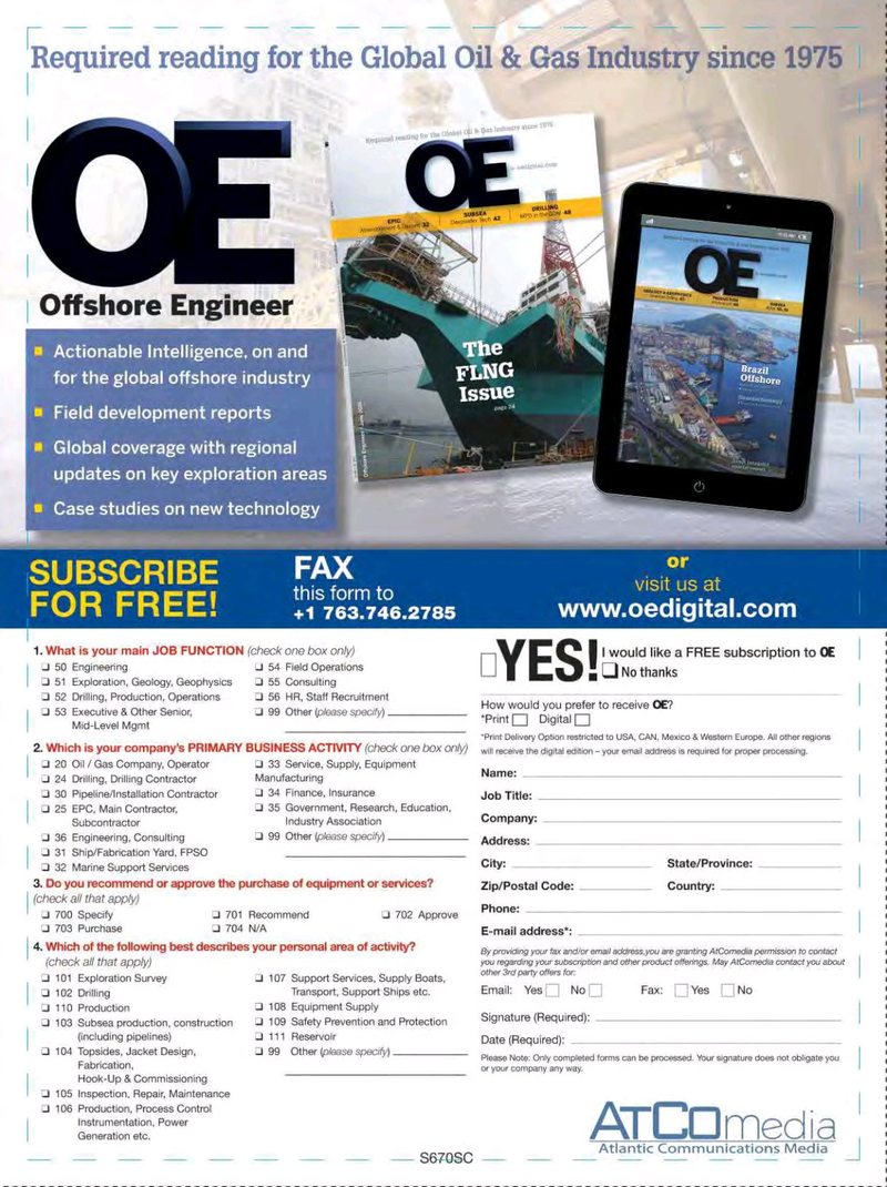 Offshore Engineer Magazine, page 63,  Jan 2017