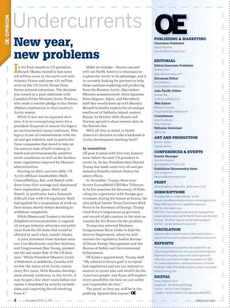 Offshore Engineer Magazine, page 6,  Jan 2017