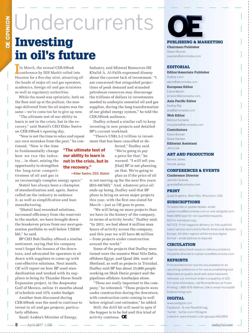 Offshore Engineer Magazine, page 6,  Apr 2017