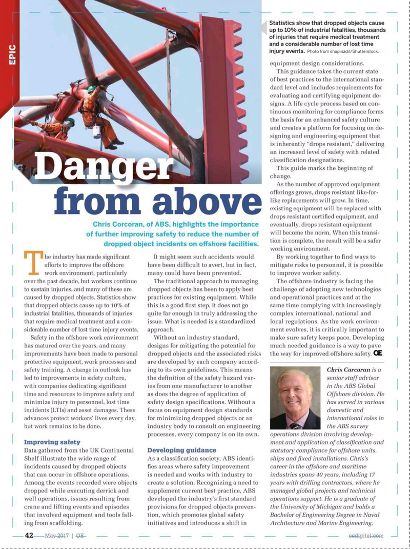 Offshore Engineer Magazine, page 40,  May 2017