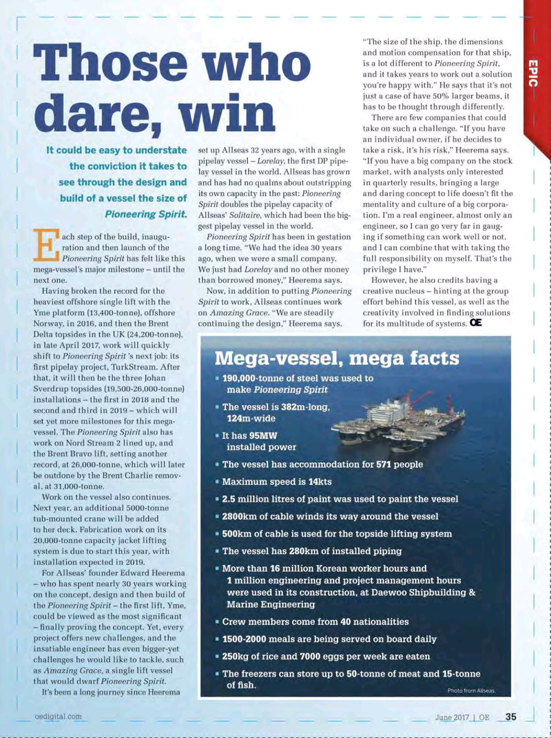 Offshore Engineer Magazine, page 33,  Jun 2017