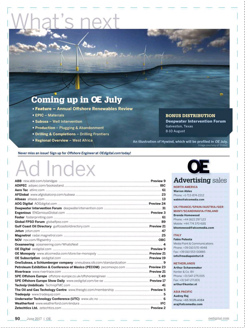 Offshore Engineer Magazine, page 88,  Jun 2017