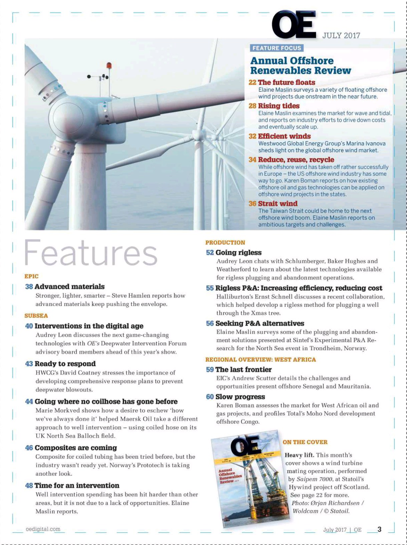 Offshore Engineer Magazine, page 1,  Jul 2017