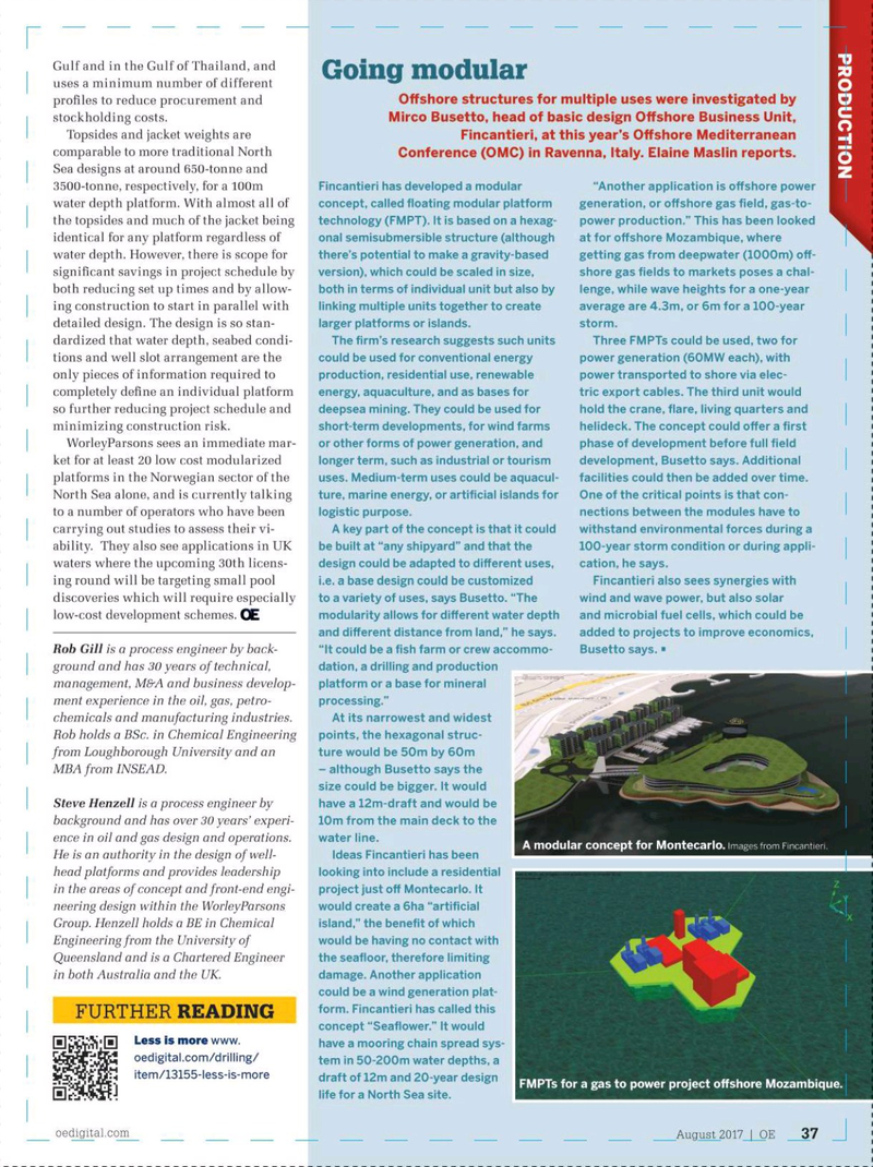Offshore Engineer Magazine, page 35,  Aug 2017