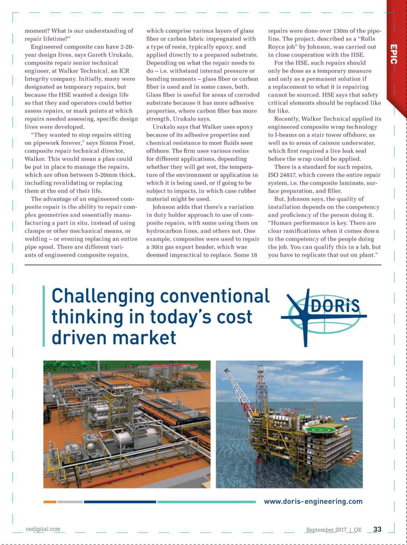 Offshore Engineer Magazine, page 31,  Sep 2017