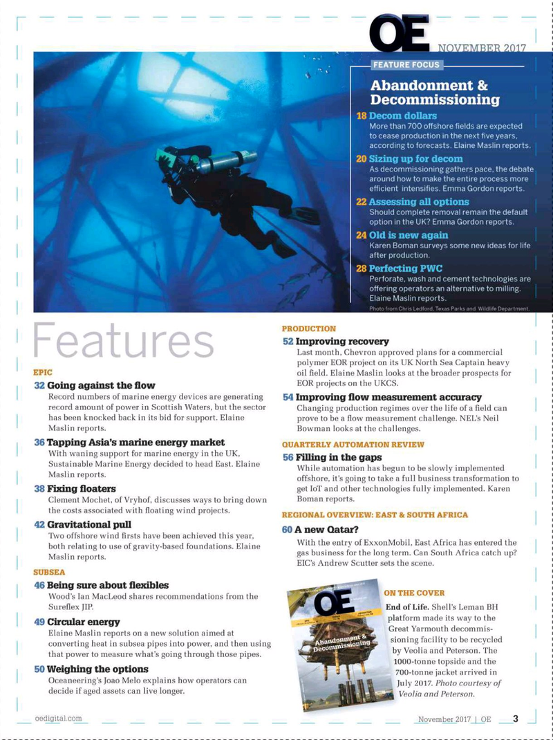 Offshore Engineer Magazine, page 1,  Nov 2017