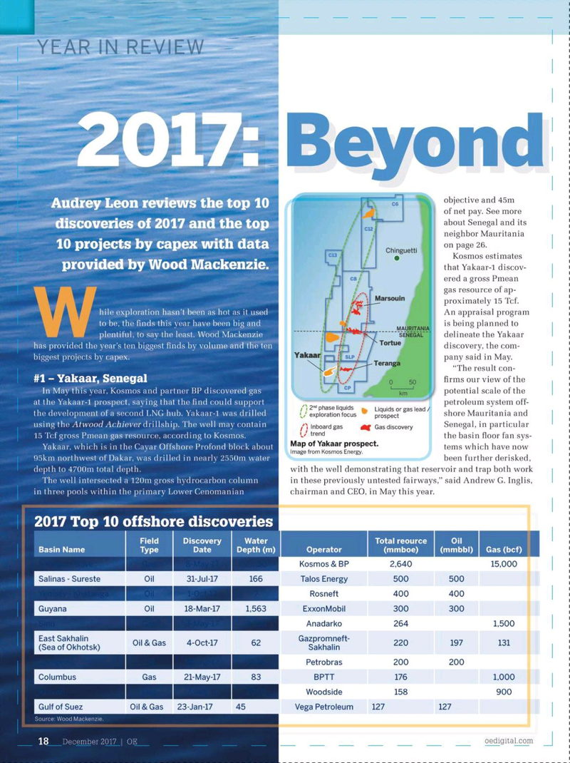 Offshore Engineer Magazine, page 16,  Dec 2017