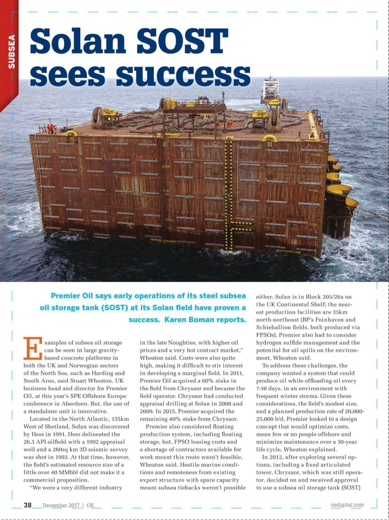 Offshore Engineer Magazine, page 36,  Dec 2017