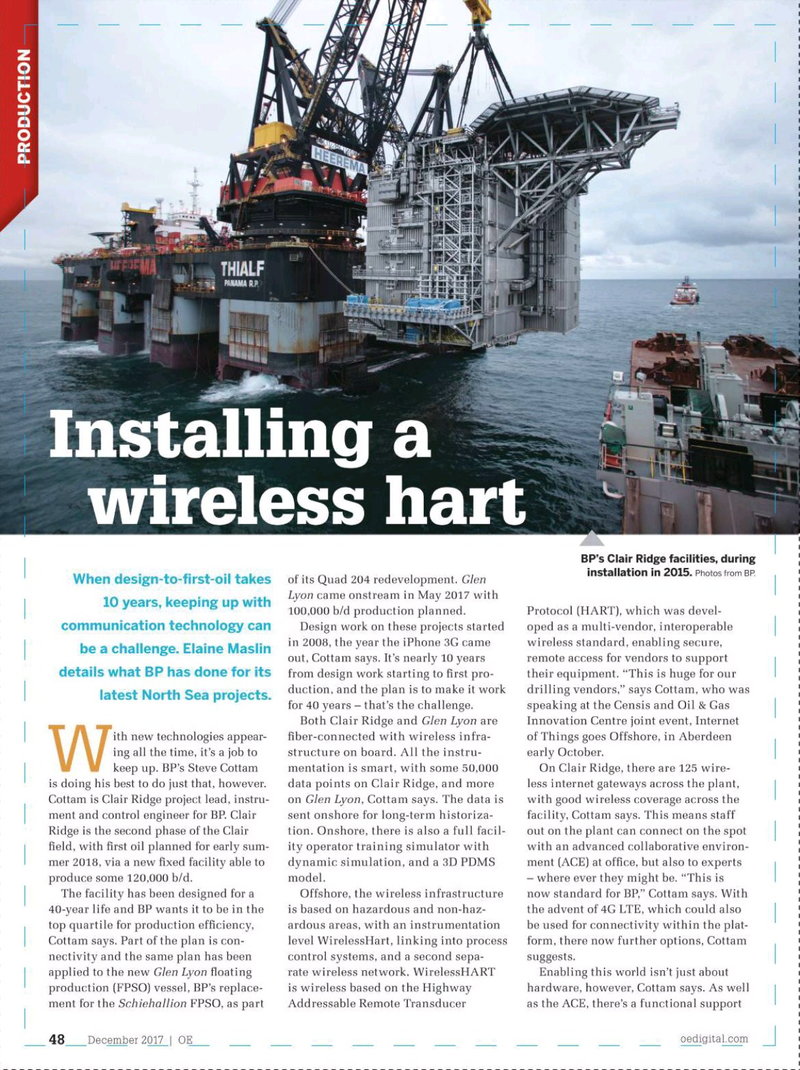Offshore Engineer Magazine, page 46,  Dec 2017