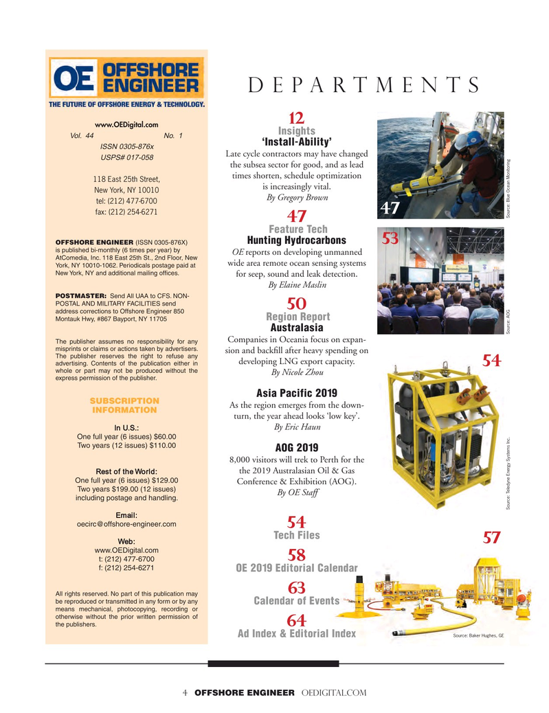 Offshore Engineer Magazine, page 4,  Jan 2019