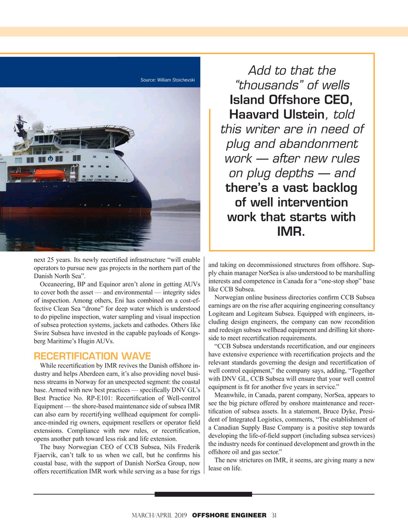 Offshore Engineer Magazine, page 31,  Mar 2019