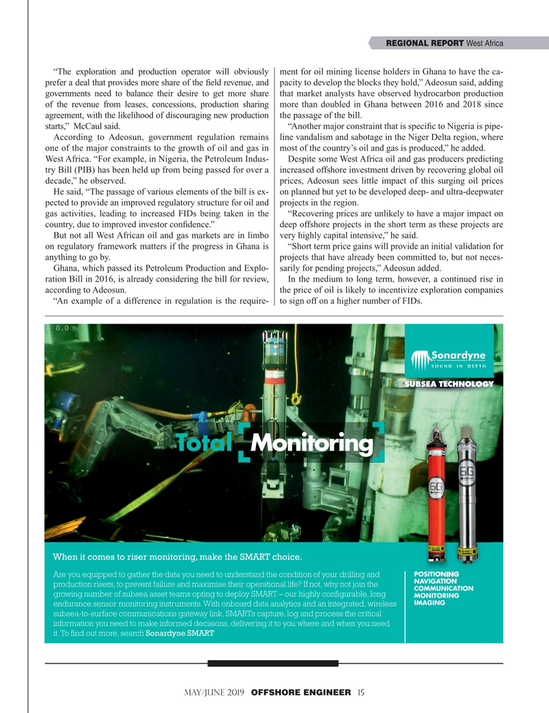 Offshore Engineer Magazine, page 15,  May 2019