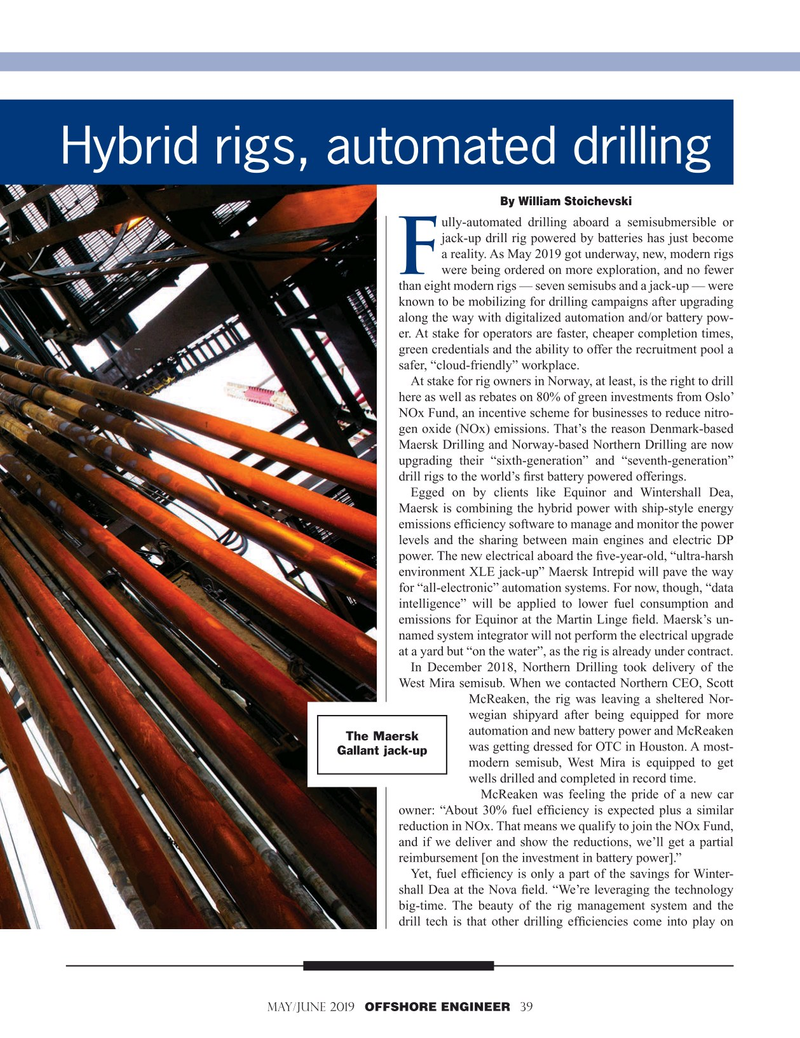Offshore Engineer Magazine, page 39,  May 2019