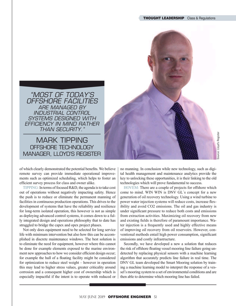 Offshore Engineer Magazine, page 51,  May 2019
