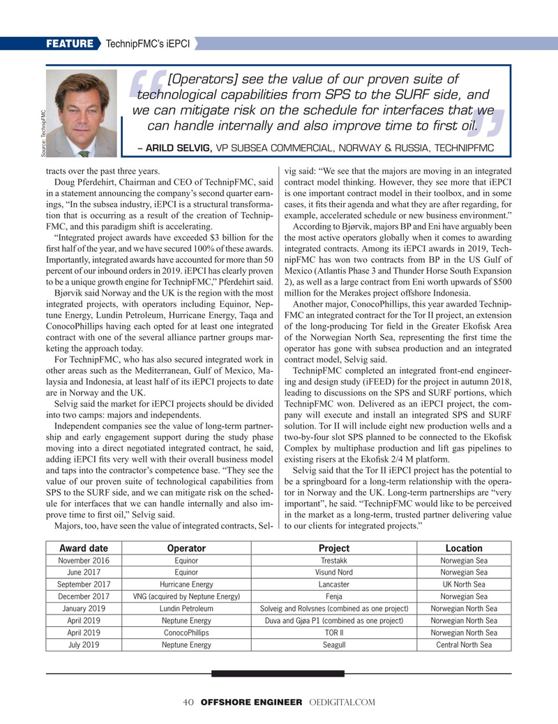 Offshore Engineer Magazine, page 40,  Jul 2019