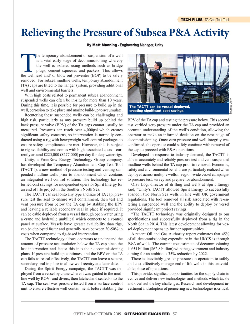 Offshore Engineer Magazine, page 57,  Sep 2019
