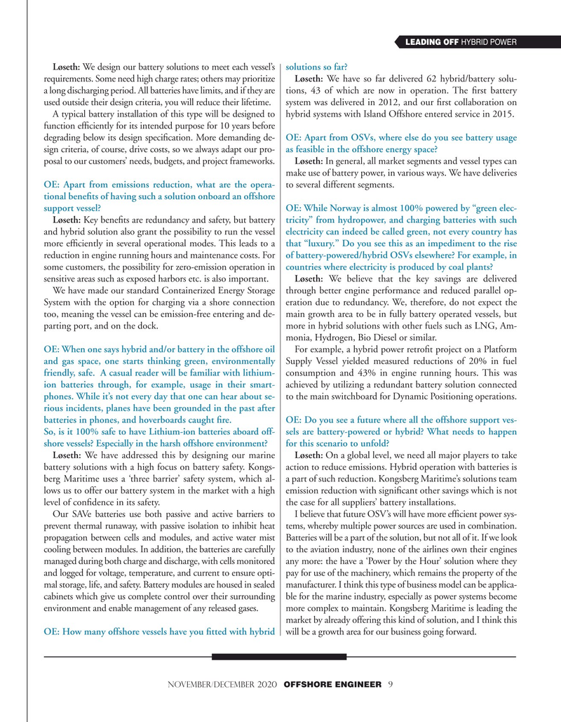 Offshore Engineer Magazine, page 9,  Nov 2020