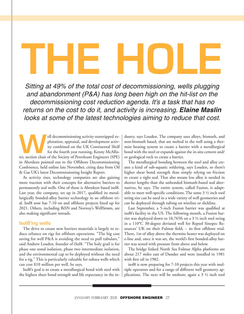 Offshore Engineer Magazine, page 27,  Jan 2021