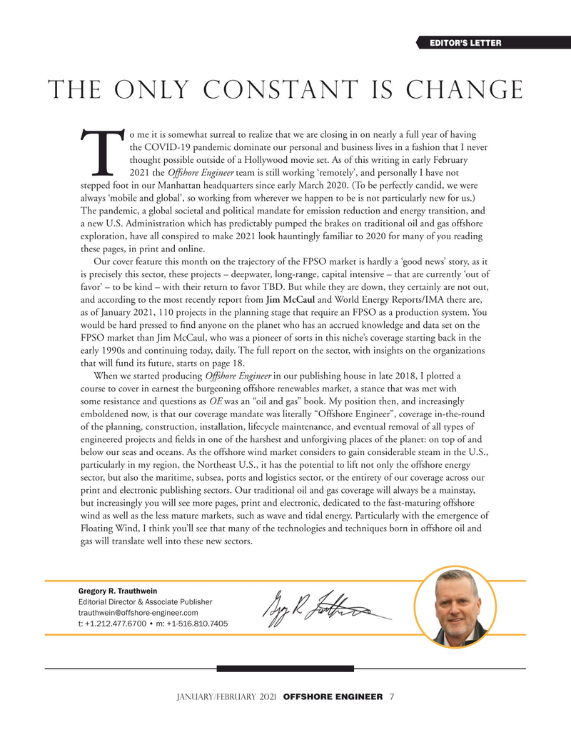 Offshore Engineer Magazine, page 7,  Jan 2021