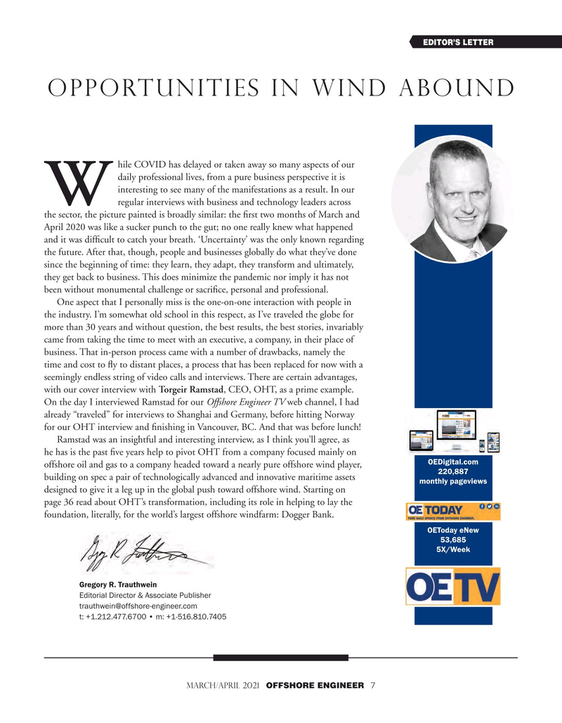 Offshore Engineer Magazine, page 7,  Mar 2021