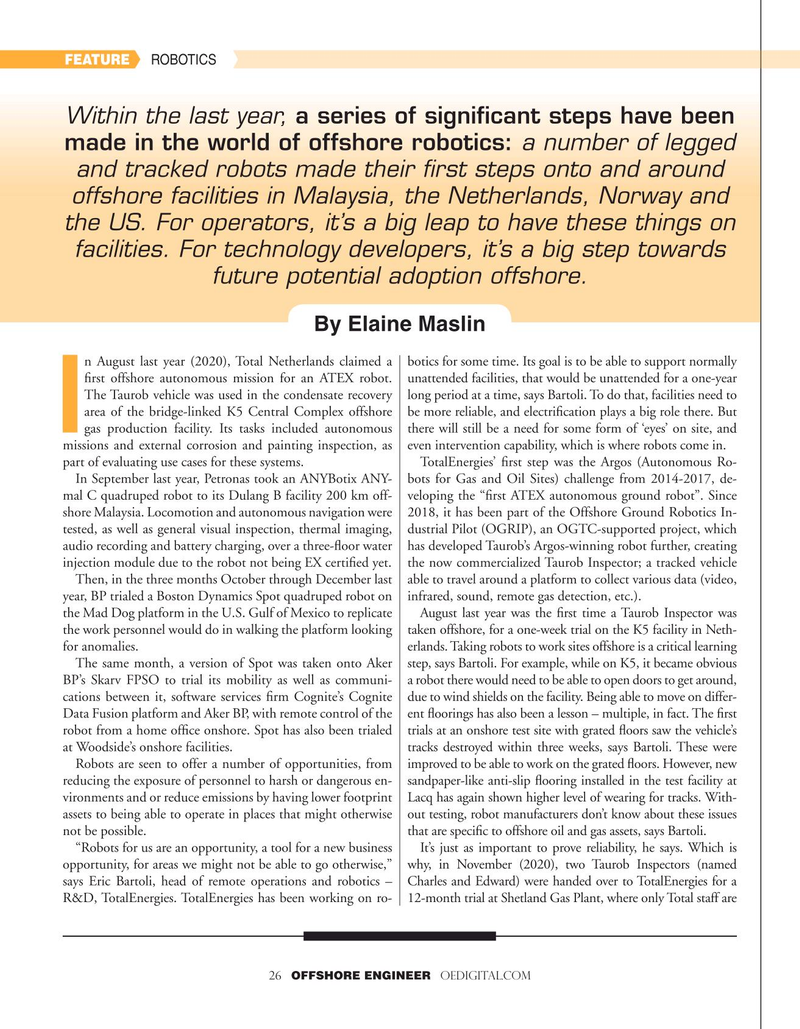 Offshore Engineer Magazine, page 26,  Jul 2021