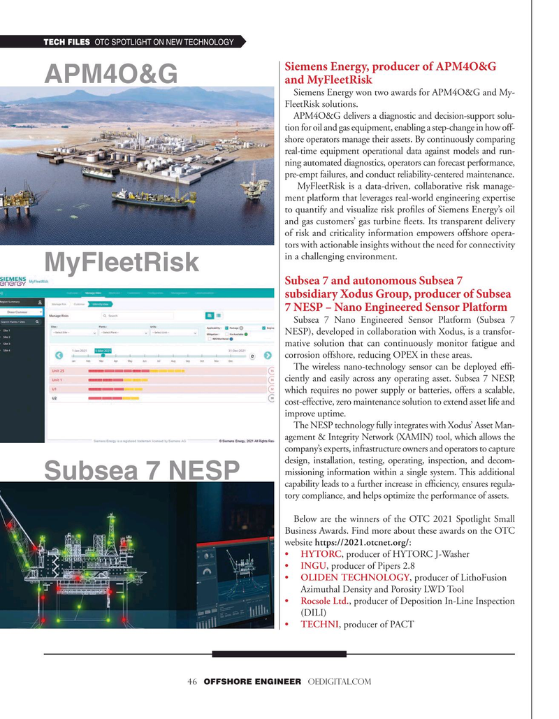 Offshore Engineer Magazine, page 46,  Jul 2021