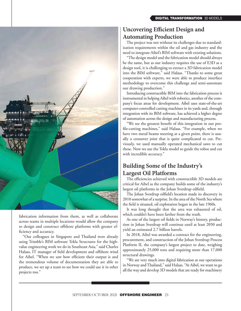 Offshore Engineer Magazine, page 23,  Sep 2021