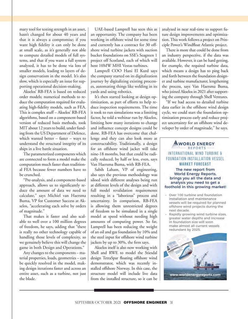 Offshore Engineer Magazine, page 31,  Sep 2021