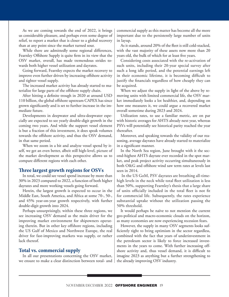 Offshore Engineer Magazine, page 19,  Nov 2022