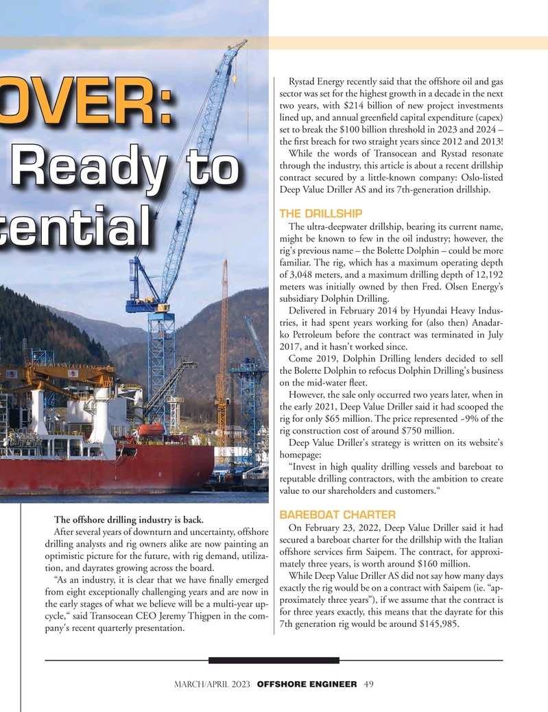 Offshore Engineer Magazine, page 49,  Mar 2023