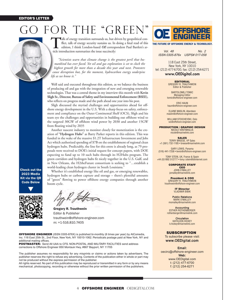 Offshore Engineer Magazine, page 4,  Mar 2023