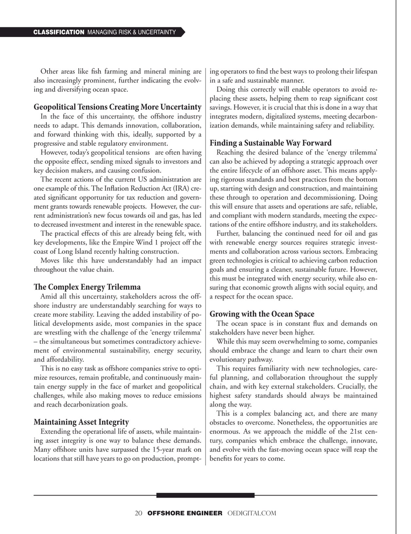 Offshore Engineer Magazine, page 20,  May 2025