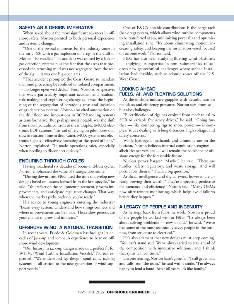 Offshore Engineer Magazine, page 25,  May 2025
