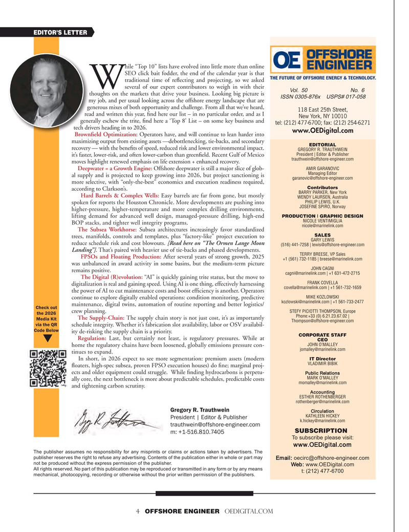 Offshore Engineer Magazine, page 4, Nov 2025
