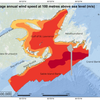 Average annual wind speed in metres per second at 100 metres above sea level. Adapted by CanmetENERGY-Ottawa from modelled wind speed data developed by Environment and Climate Change Canada.
