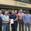 Back row (l-r): Chris Springer, District 13 USCG; Bill Collins, Tidewater EHS&S Director; Josh Jarman, Tidewater Quality & Compliance Manager; Marc Schwartz, Tidewater Maintenance & Engineering Manager; Craig Nelson, Tidewater Vessel Operations Manager; Bruce Reed, Tidewater VP & COO; Josh Nichols, Tidewater Captain & Assistant Port Captain. Front row (l-r): Austin Murai, MSTC USCG; Brian Fletcher, Tidewater Port Captain; Jeff Deronde, MST1 USCG (Photo: Tidewater)