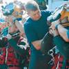 Commander Bobbie Scholley and Captain Chris Murray in Mk 21 with DUI hot water suits in preparations to dive to 240 fsw during MONITOR Expedition 2001. Photo courtesy of US Navy/Released.
