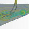Figure 1:  CFD simulates mixing of two  fluids in a pipe for type approval.