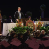 Former Chief of Naval Operations Adm. John Richardson delivers the commencement address that commemorated the centennial graduating class of The Apprentice School at Newport News Shipbuilding, Feb. 22, 2020. Photo by Ashley Cowan/HII