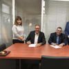 From left: Dimitra Kosta, Customer Support Director SRH Marine Electronics, Erik van der Noordaa, John Laderos and Wim Nieuwveld (Global Contract Manager Radio Holland). (Photo: Radion Holland)