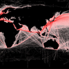 Global shipping routes crisscross the world’s oceans. Credit: Grolltech