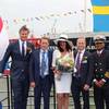 Henk Roskamp, Managing Director RVB Shipbrokers, Frank Verbunt, Spouse to Godmother, Godmother Trijntje Margaretha Oosters of RVB Shipbrokers, Johnny Schmolker, Deputy Managing Director Stena Weco, Master of Stena Impeccable Vinay Singh, Erik Hånell, President & CEO Stena Bulk. (Photographer: Silverbullet)