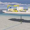 Illustration / 3D image of the next-generation rock installation vessel Jan De Nul ordered, showing the vessel installing rock on top of a subsea energy cable (Credit: Jan De Nul)