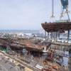 John F. Kennedy’s lower stern was lifted into place at the company’s Newport News Shipbuilding division, where the second Gerald R. Ford-class aircraft carrier is now 50 percent structurally complete. (Photo: John Whalen/HII)