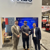 (L to R): Keegan Plaskon, ABS Director, Business Development; Bryan Rouse, Edison Chouest Offshore, Sustainability Coordinator; and Stergios Stamopoulos, ABS Manager, Sustainability; at the 2023 International WorkBoat Show in New Orleans.